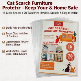 Cat Scratch Furniture Protector Set 16 Clear Sheets, Incldes 8 Sheets Of 279 358mm And 8 Sheets Of 140 358mm, 70 Twist Pins, Invisible Anti Scrat (Option: AS PET CATSTICKER L)