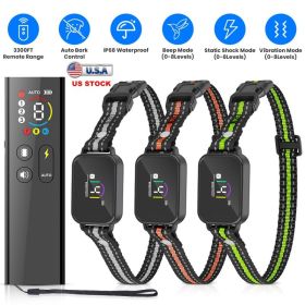 1Pc 2 In 1 Dog Shock And Bark Collar Dog Training Collar With Remote Rechargeable IP68 Waterproof With 3 Channels For Medium And Small Dogs (Option: 3 Collars)